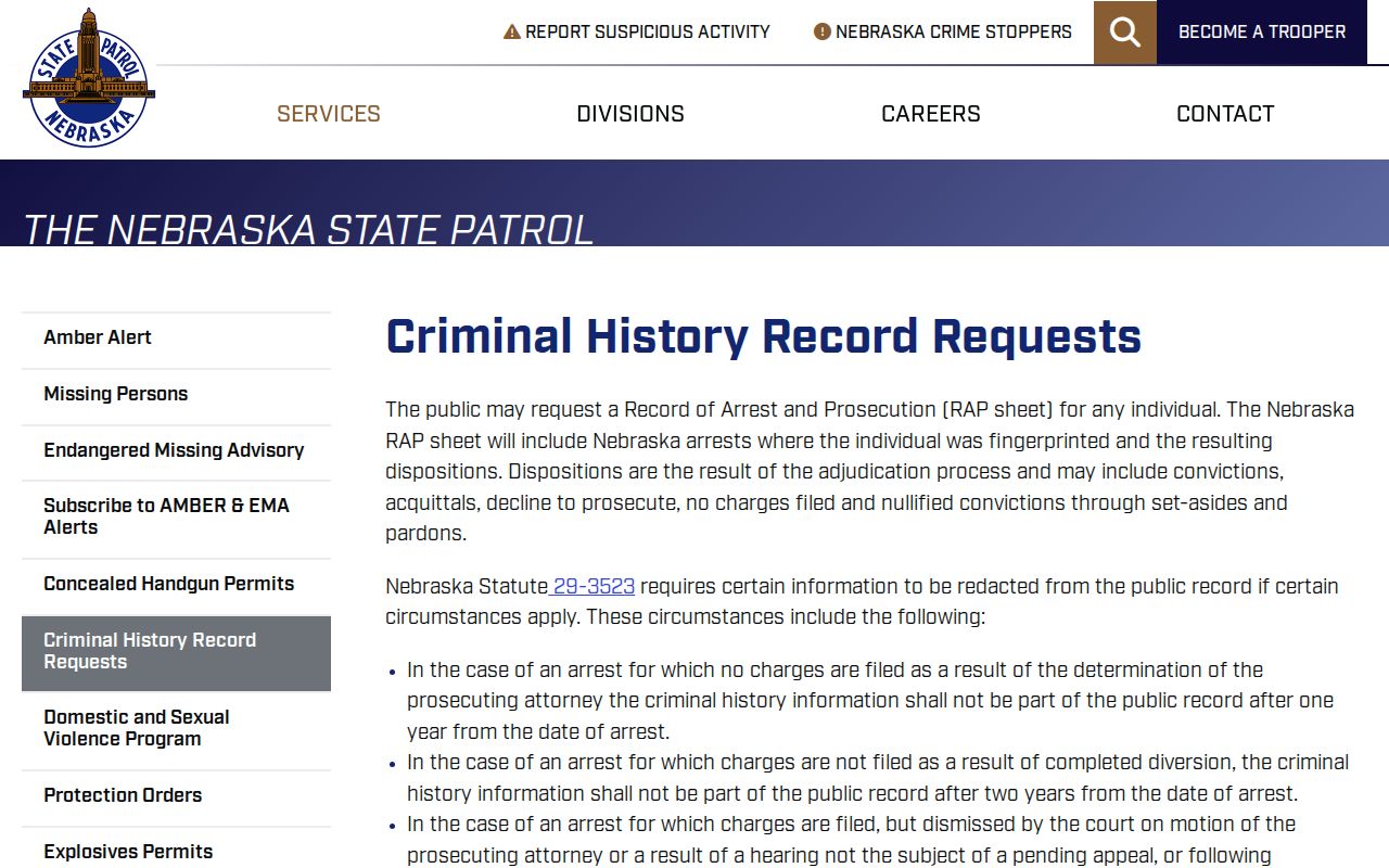 Nebraska State Patrol criminal history channel for Boyd County arrests
