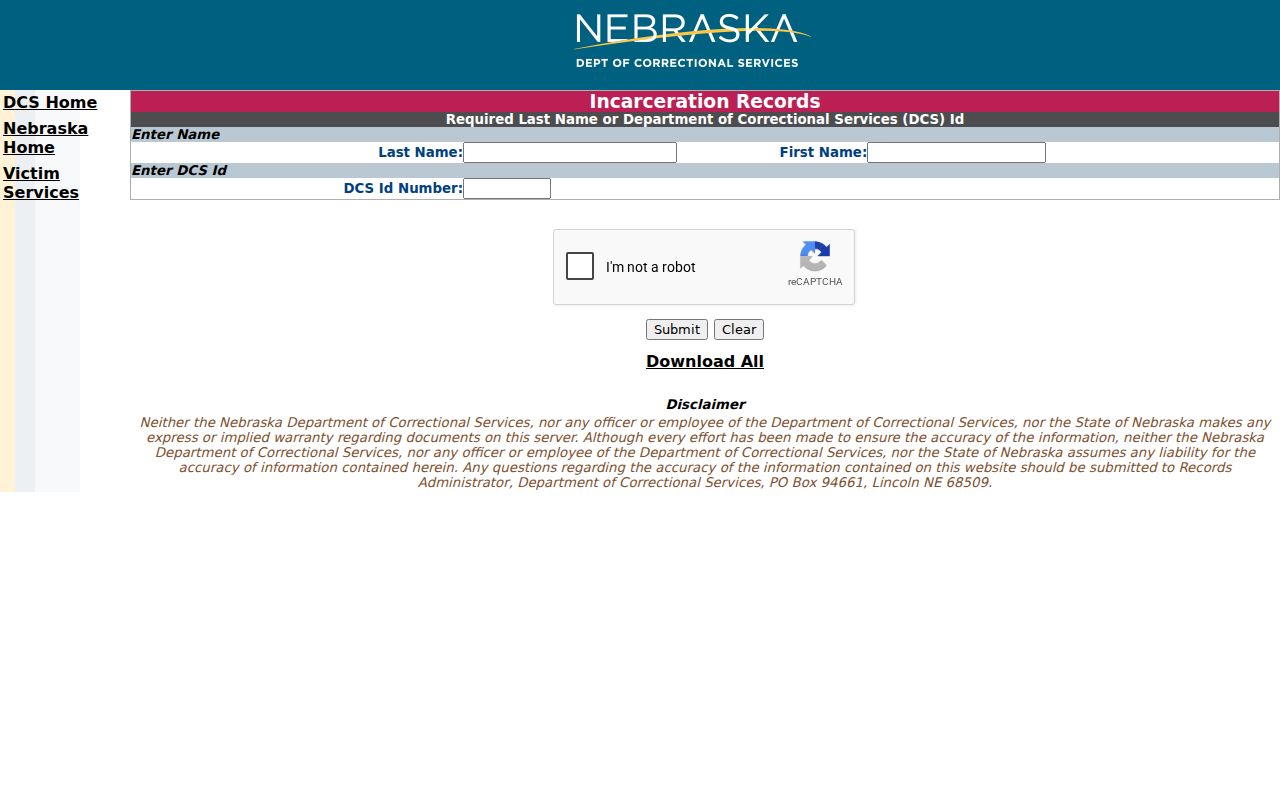 Boyd County criminal record research through NDCS incarceration search