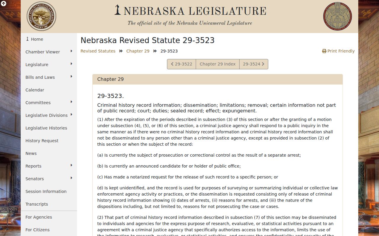Lynch criminal records dissemination limits under Nebraska law