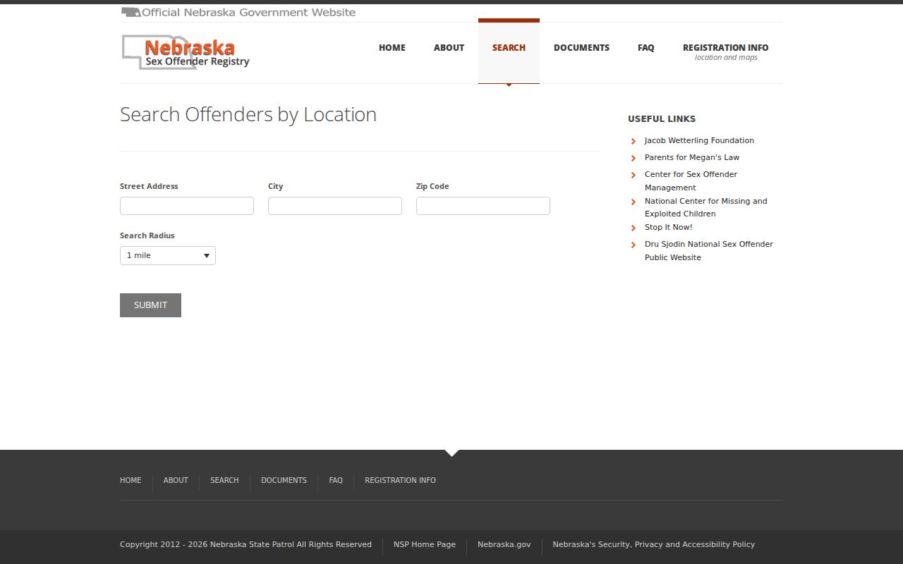 Location and radius options for Boyd County sex offender searches