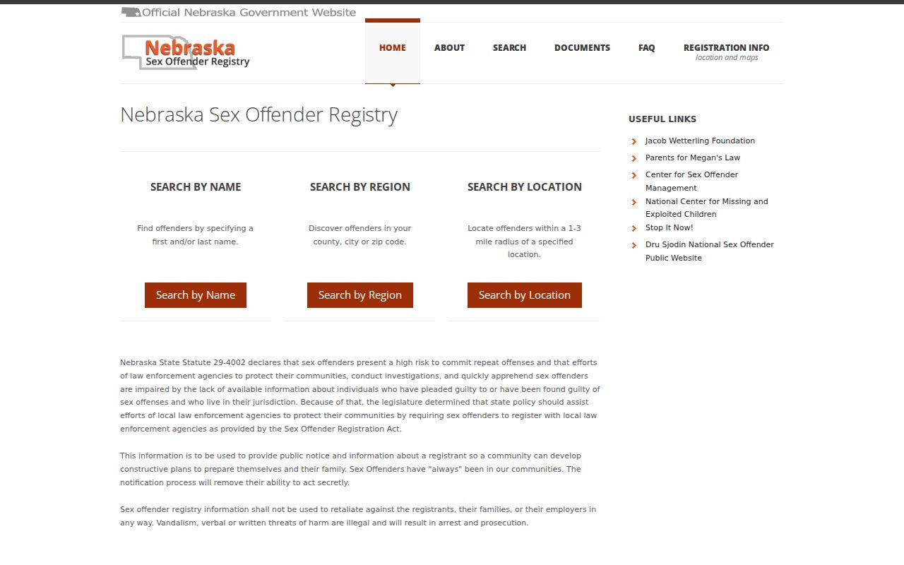 Nebraska registry home for Boyd County sex offender searches
